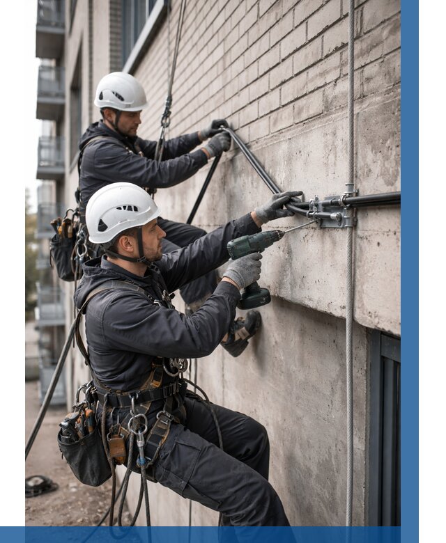 Крепление кабеля на фасаде в Липецке от 364 р. | ВЫСОТНИК-Лпц