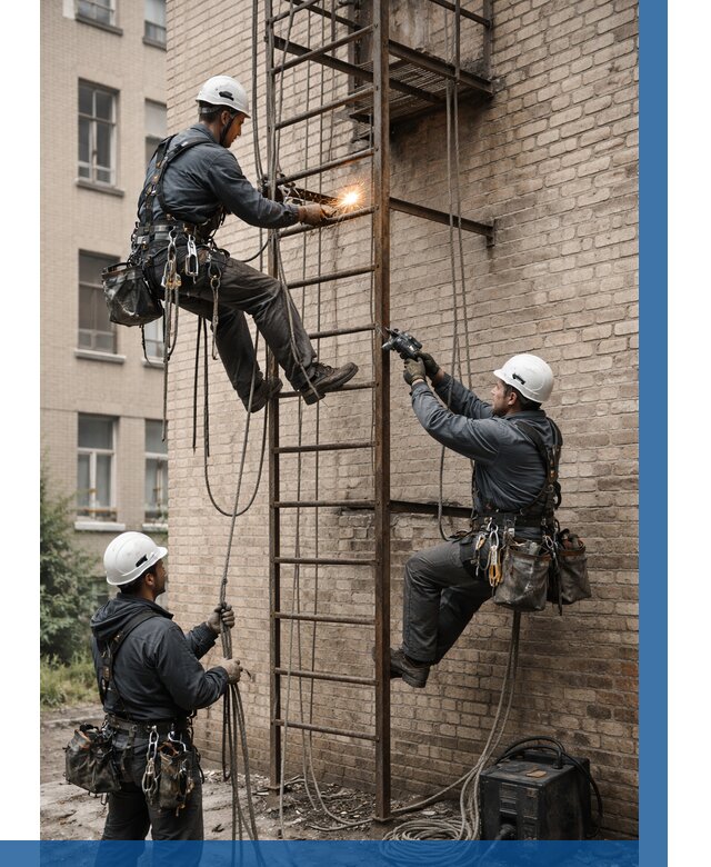 Ремонт пожарной лестницы в Липецке от 7796 р. | ВЫСОТНИК-Лпц