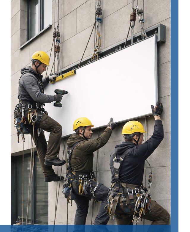 Монтаж рекламной вывески в Липецке от 8315 р. | ВЫСОТНИК-Лпц