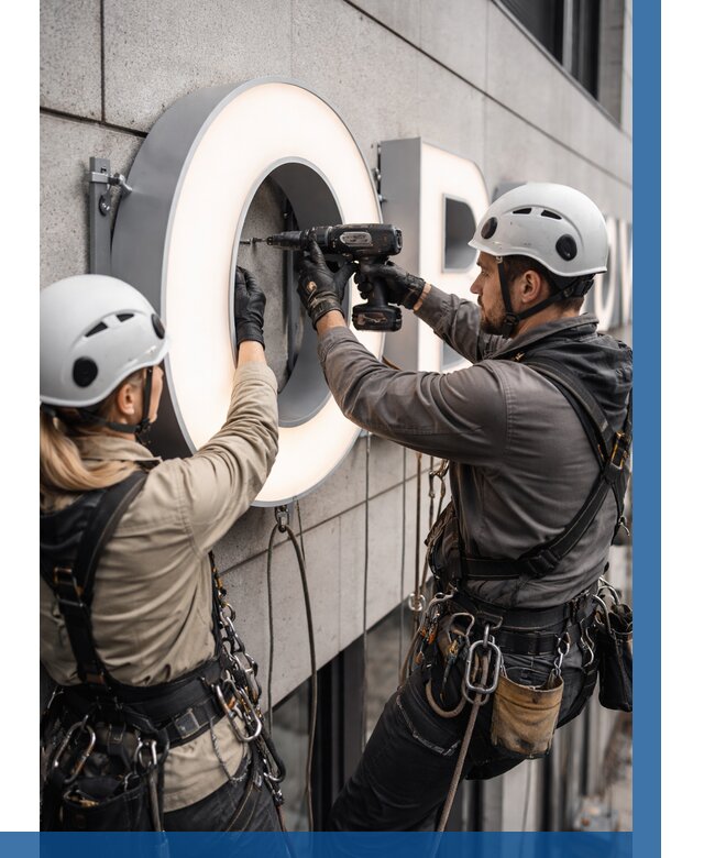 Монтаж световых букв в Липецке от 3118 р. под ключ ВЫСОТНИК-Лпц