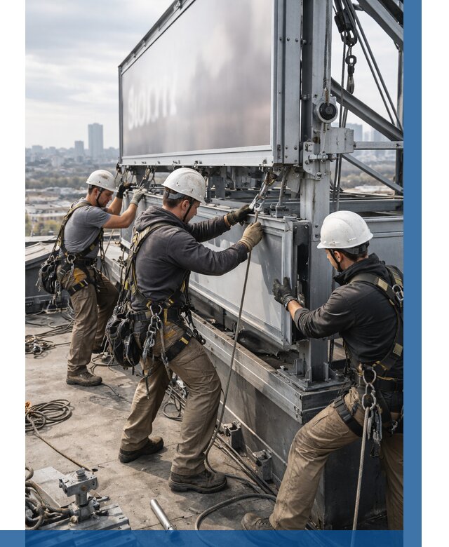 Монтаж крышной рекламной конструкции в Липецке от 62364 р.|ВЫСОТНИК-Лпц