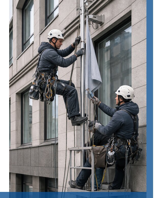 Установка флагов на фасаде в Липецке от 4677 р. | ВЫСОТНИК-Лпц