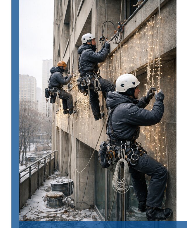 Монтаж новогодней иллюминации и украшение фасадов в Липецке