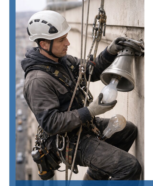 Замена ламп на высоте в Липецке профессионально и быстро