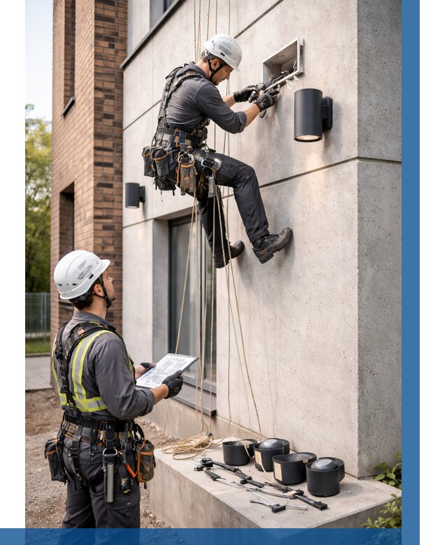 Монтаж фасадного освещения в Липецке от 2599 р. | ВЫСОТНИК-Лпц