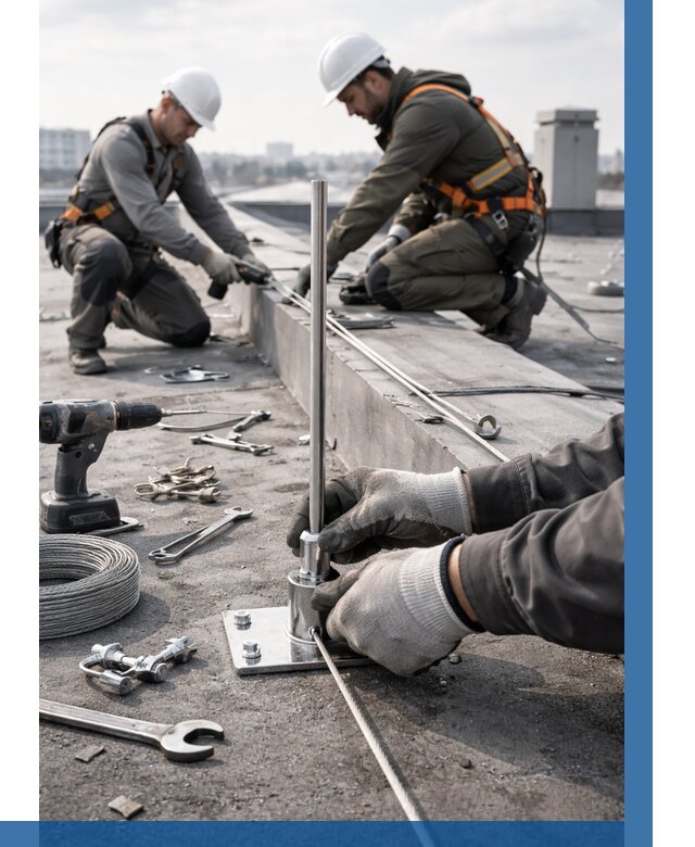 Монтаж молниезащиты на кровле в Липецке цена от 25985 р. | ВЫСОТНИК-Лпц