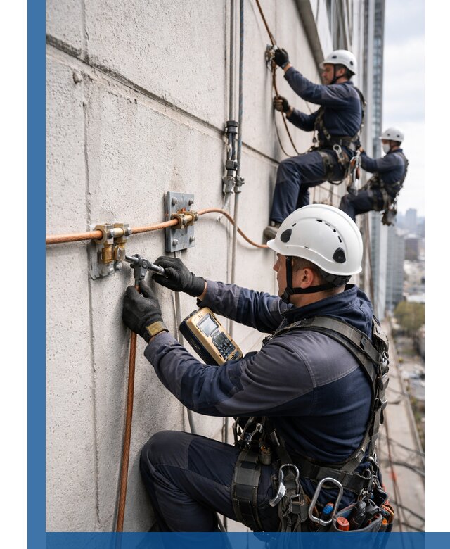 Монтаж системы заземления здания и молниезащиты в Липецке