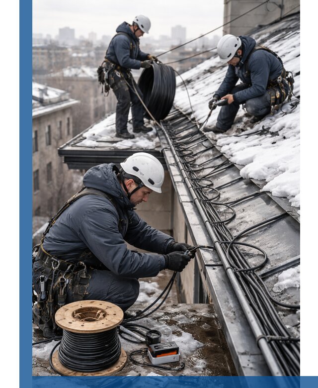 Монтаж греющего кабеля на кровле в Липецке под ключ