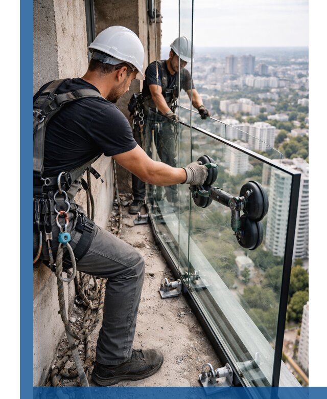 Монтаж стеклянных ограждений под ключ с гарантией в Липецке