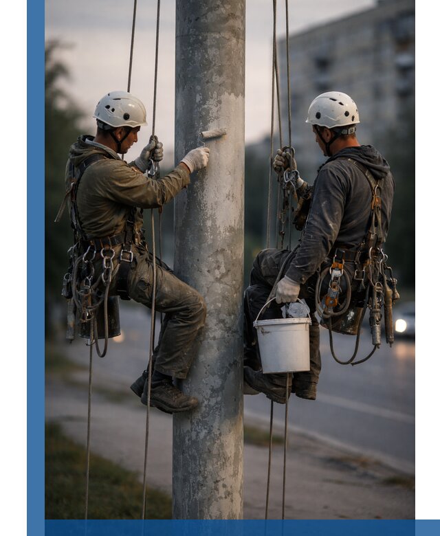 Покраска опор освещения и антикоррозийная защита в Липецке