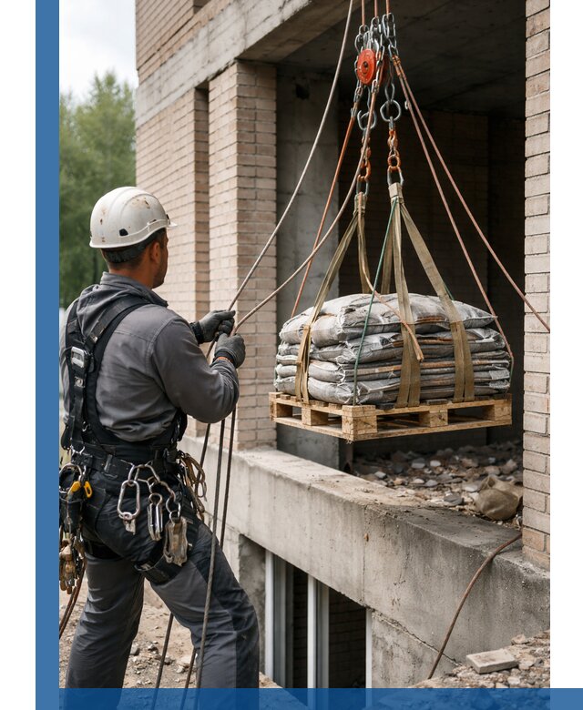 Подъем материалов на этаж веревками в Липецке оперативно