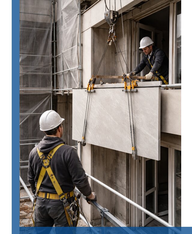 Подъем керамогранита на этаж в Липецке грузчиками и техникой