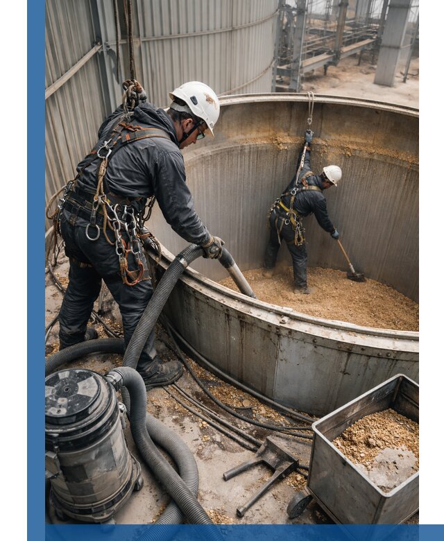 Профессиональная чистка зерновых бункеров в Липецке с выездом