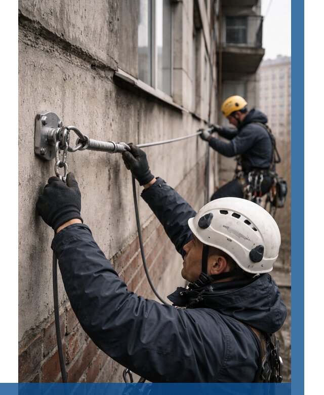 Монтаж анкерных линий в Липецке от 3118 р. | ВЫСОТНИК-Лпц