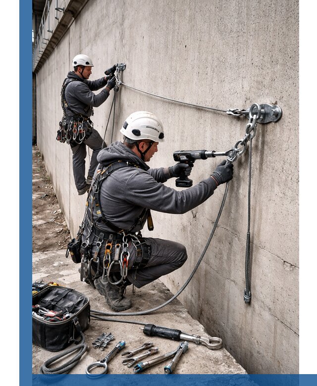 Монтаж анкерных линий высотной безопасности в Липецке