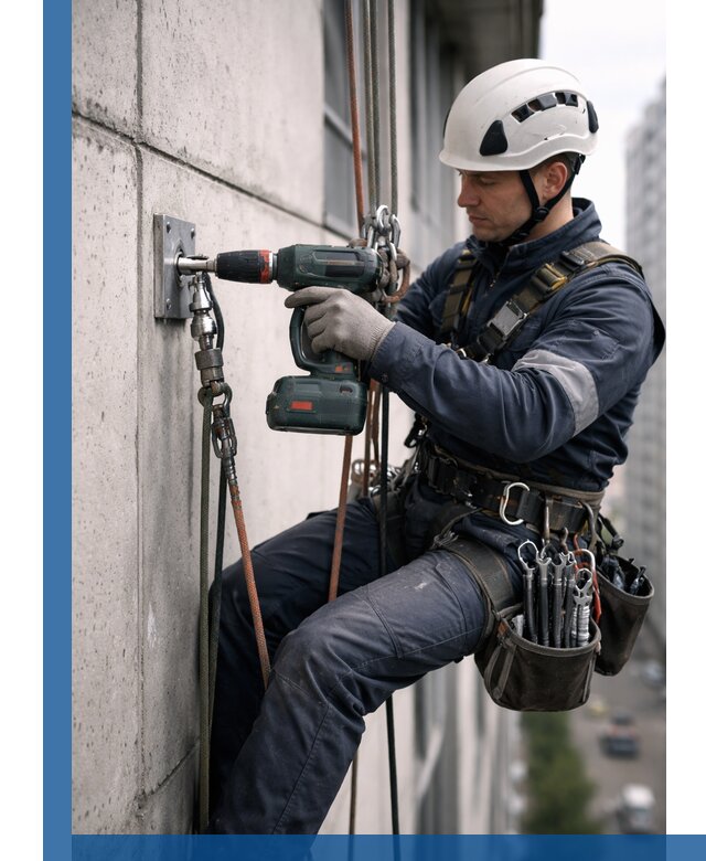 Установка анкерных точек для высотных работ в Липецке