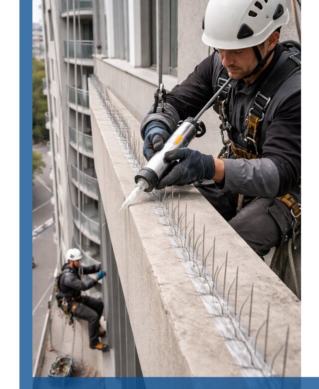 Установка шипов от птиц на фасадах и кровлях в Липецке